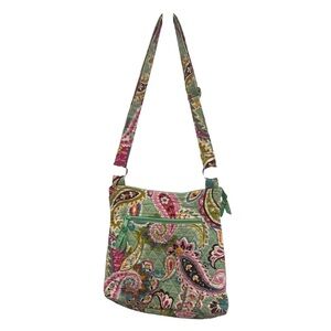 Vera Bradley adjustable strap shoulder bag crossbody turquoise pink blue paisley